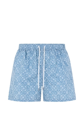 Fedeli geometric-pattern drawstring swim shorts - Blue