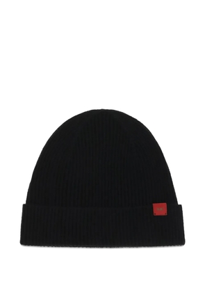 Kiton logo-patch ribbed beanie hat - Black