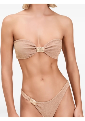 Devon Windsor shimmering hardware-detail bikini - Neutrals