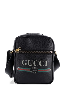 Gucci Pre-Owned Logo Zip Messenger Bag Printed Leather Small crossbody bag - Black