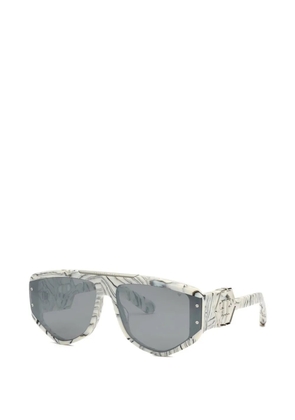 Philipp Plein Eyewear marbled geometric-frame sunglasses - White