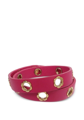 Ferragamo Pre-Owned leather flower eyelet bracelet - Pink
