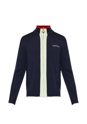 Casablanca logo-embroidered zip-up cardigan - Blue