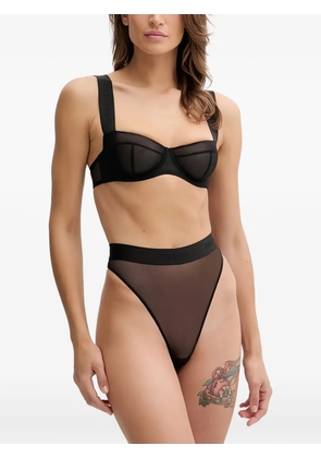 Zhilyova lettering-strap bra - Black