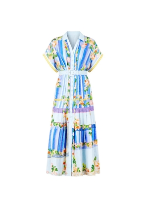 Saloni Riya-B floral-print midi dress - Blue