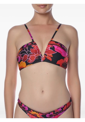 Camilla floral-print bikini top - Black