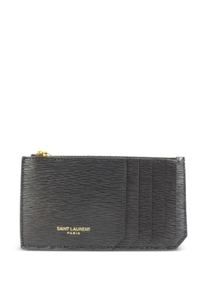 Saint Laurent Pre-Owned textured leather card case - Black