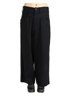 Yohji Yamamoto cotton straight-leg trousers - Black