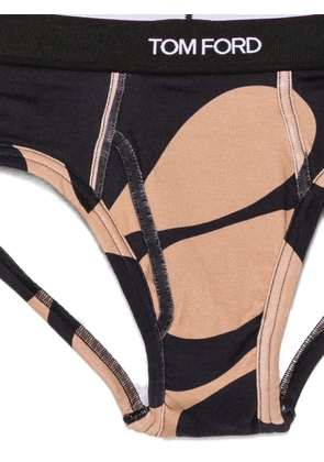 TOM FORD abstract-print logo-waistband briefs - Black