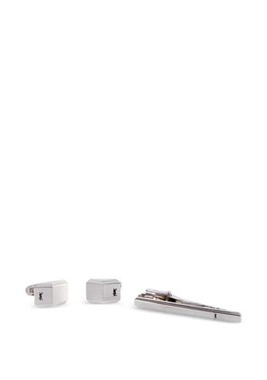 Saint Laurent Pre-Owned 1990s Cassandre-logo cuff-links and tie clip set (set of three) - Silver