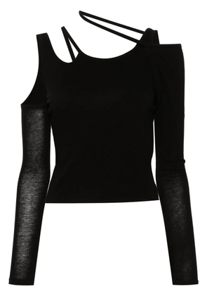 Yohji Yamamoto cold shoulder-design top - Black