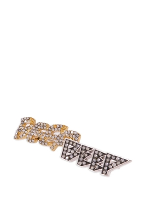 Celine Pre-Owned crystal-embellished logo-lettering brooch - Gold