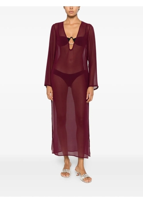 MC2 Saint Barth plunging V-neck side-slit dress - Red