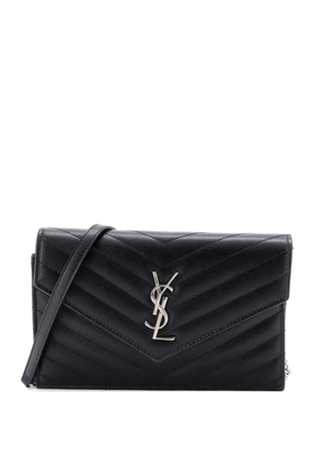 Saint Laurent Pre-Owned Classic Monogram Wallet on Chain Matelasse Chevron Leather Small crossbody bag - Black