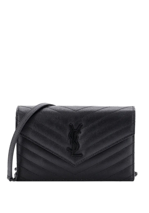 Saint Laurent Pre-Owned Classic Monogram Wallet on Chain Matelasse Chevron Leather Small crossbody bag - Black
