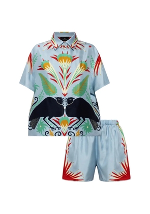 ETRO x Baby Tooth graphic-print silk-satin T-shirt - Blue