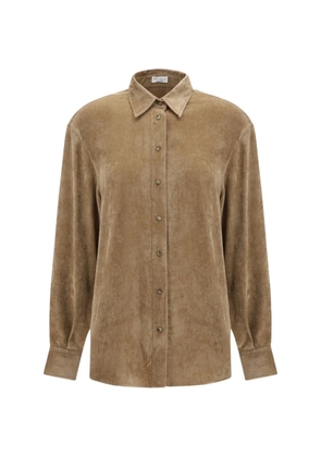 Brunello Cucinelli snap-button corduroy shirt - Neutrals