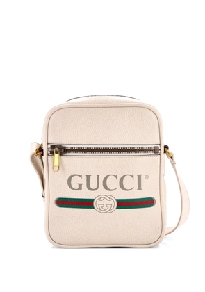 Gucci Pre-Owned Logo Zip Messenger Bag Printed Leather Small crossbody bag - Neutrals