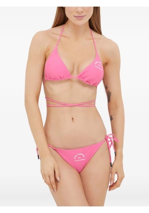 Karl Lagerfeld logo-print wrap-around bikini top - Pink