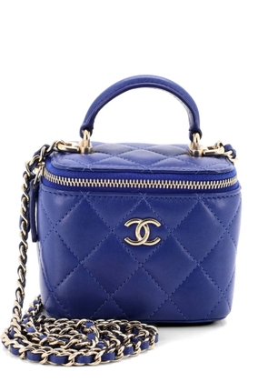 CHANEL Pre-Owned Classic Top Handle Vanity Case with Chain Quilted Lambskin Mini crossbody bag - Blue
