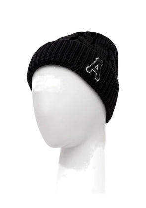 AAPE BY *A BATHING APE® cable-knit logo-patch beanie hat - Black