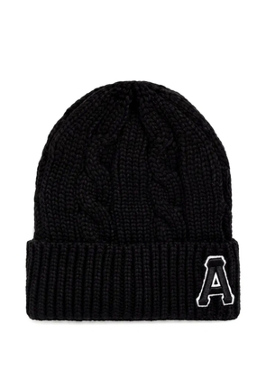 AAPE BY *A BATHING APE® cable-knit logo-patch beanie hat - Black