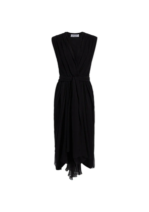 Another Tomorrow gathered midi dress - Black