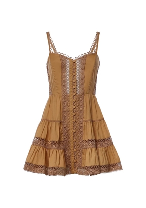 Charo Ruiz Ibiza Lenora guipure-lace tiered mini dress - Brown