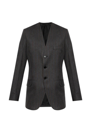 Jil Sander pinstriped collarless fitted blazer - Grey
