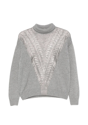 D.Exterior metallic cable-knit sweater - Grey