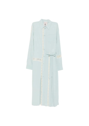 Semicouture lace-trimmed belted shirt dress - Blue