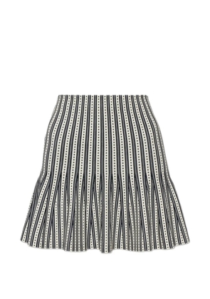Alexander McQueen striped pleated mini skirt - Neutrals