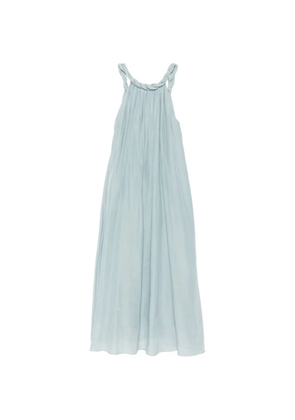 Semicouture braided-neckline pleated dress - Blue