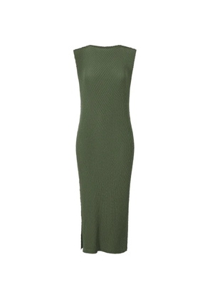 Issey Miyake Rhombus pleated sleeveless midi dress - Green