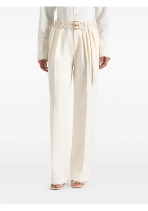 Manière De Voir Pascale double-belt pleated trousers - Neutrals