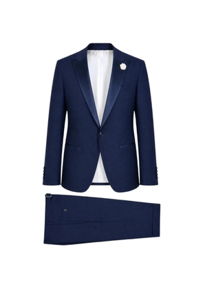 Paoloni satin-trim peak-lapel suit - Blue