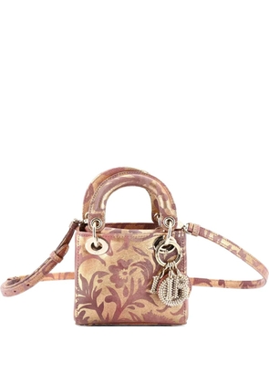 Christian Dior Pre-Owned Lady Dior Bag Painted Leather with Faux Pearl Charms Micro satchel - Metallic