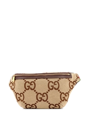 Gucci Pre-Owned Jumbo GG Canvas with Leather Large belt bag - Brown