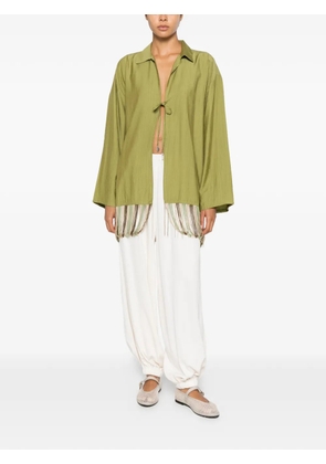 COTAZUR fringe-trim front-tie shirt - Green