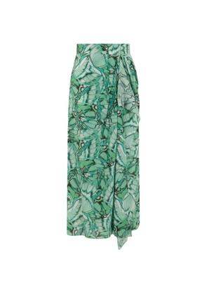 Alberta Ferretti butterfly-print silk skirt - Green