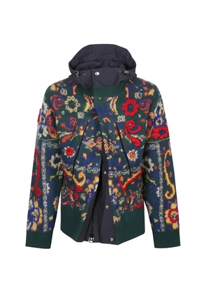 sacai paisley-pattern wool jacket - Green
