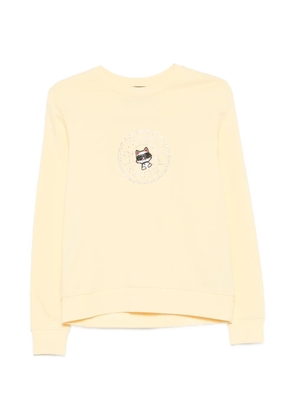 Karl Lagerfeld Ikon rhinestone-embellished cotton sweatshirt - Yellow