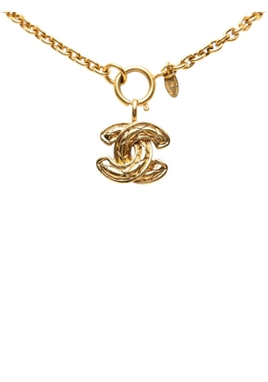 CHANEL Pre-Owned 1970-1980 Gold Plated CC Quilted Pendant Necklace costume necklace