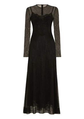 Dolce & Gabbana maxi strass-embellished A-line dress - Black