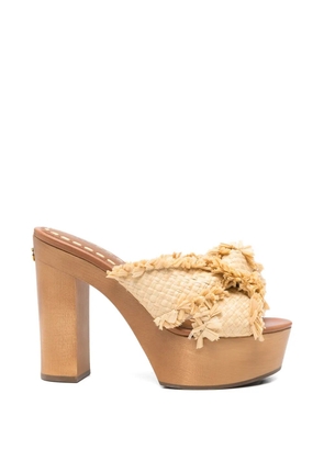 Dolce & Gabbana Pre-Owned frayed-detail platform sandals - Neutrals