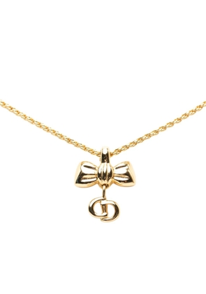 Christian Dior Pre-Owned 20th Century Gold Plated Ribbon CD Logo Pendant Necklace costume necklace