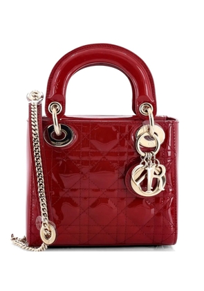Christian Dior Pre-Owned Lady Dior Chain Bag Cannage Quilt Patent Mini satchel - Red