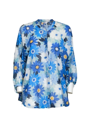 Robert Friedman Adryl floral-print puff-sleeve shirt - Blue