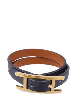 Hermès Pre-Owned Double Tour leather bracelet - Black