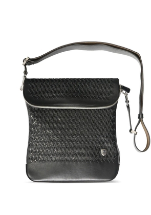 Lardini woven leather messenger bag - Black